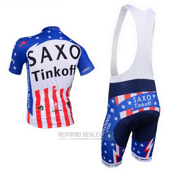 2013 Fahrradbekleidung Tinkoff Saxo Bank Champion Stati Uniti Trikot Kurzarm und Tragerhose